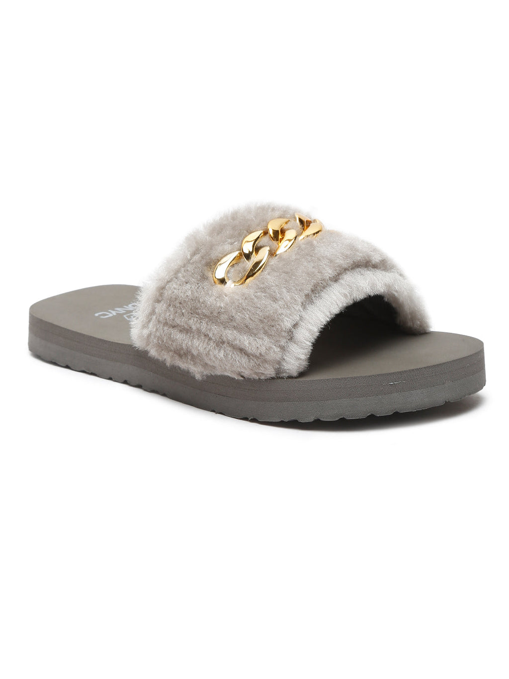 ONYC SuperComfy Kids Slippers for Girls - Grey Fur Sliders